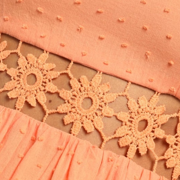 Lulus Simply Effortless Peach Swiss Dot Maxi sz sm - Picture 9 of 10